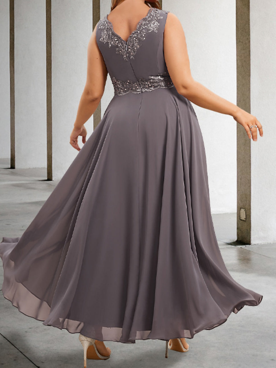 Mother of the Bride A Line Dress Featuring Applique & Sequins
