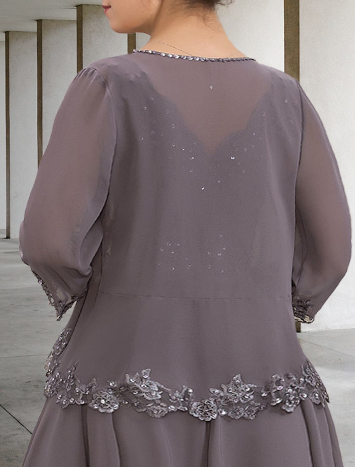 Mother of the Bride A Line Dress Featuring Applique & Sequins