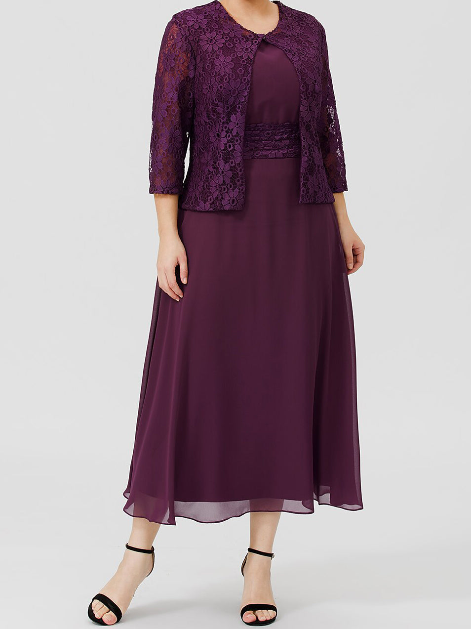 Mother of the Bride A Line Dress Featuring Applique and Jacket