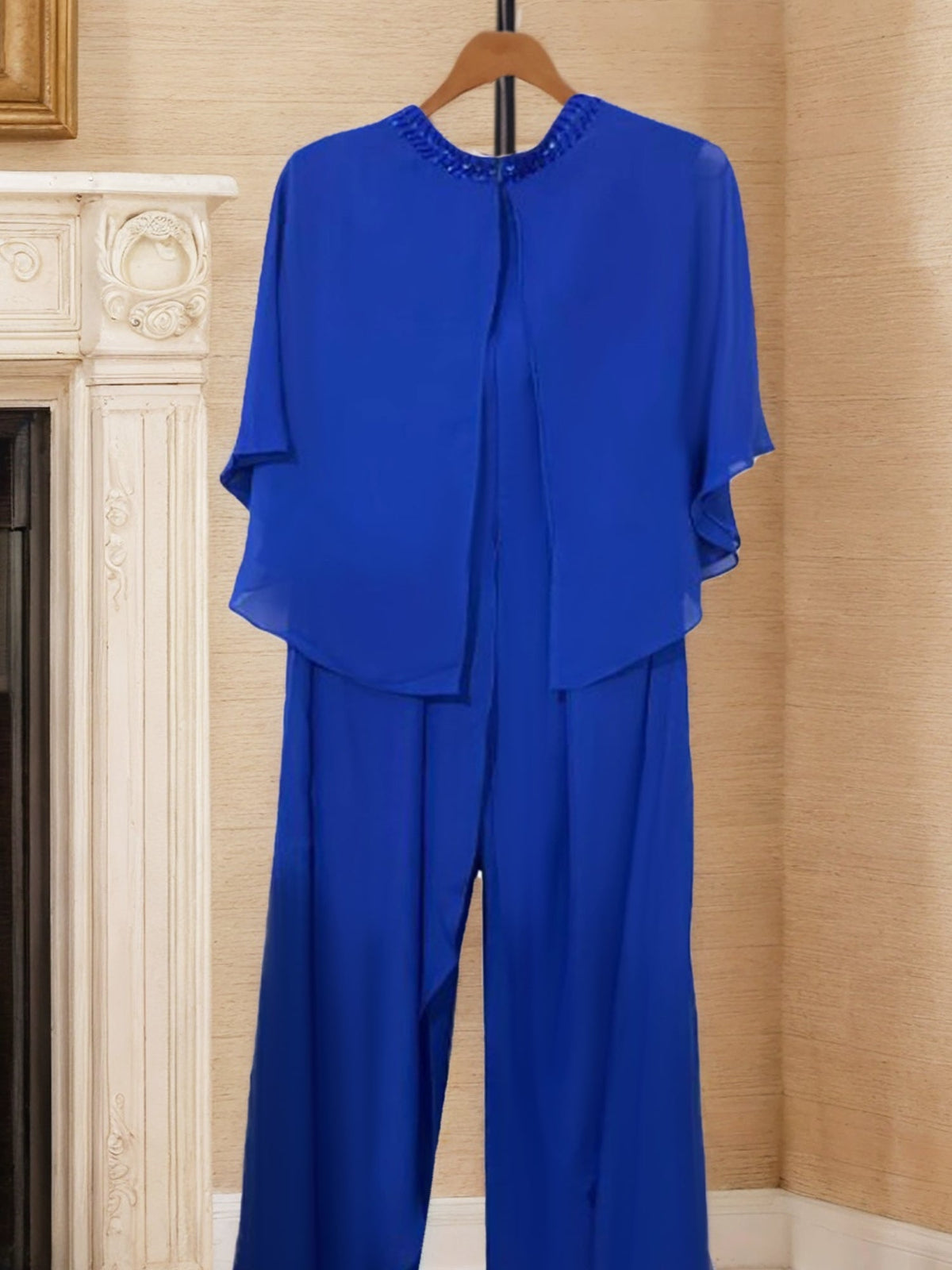 Mother of the Bride Scoop Neck Chiffon Pantsuits