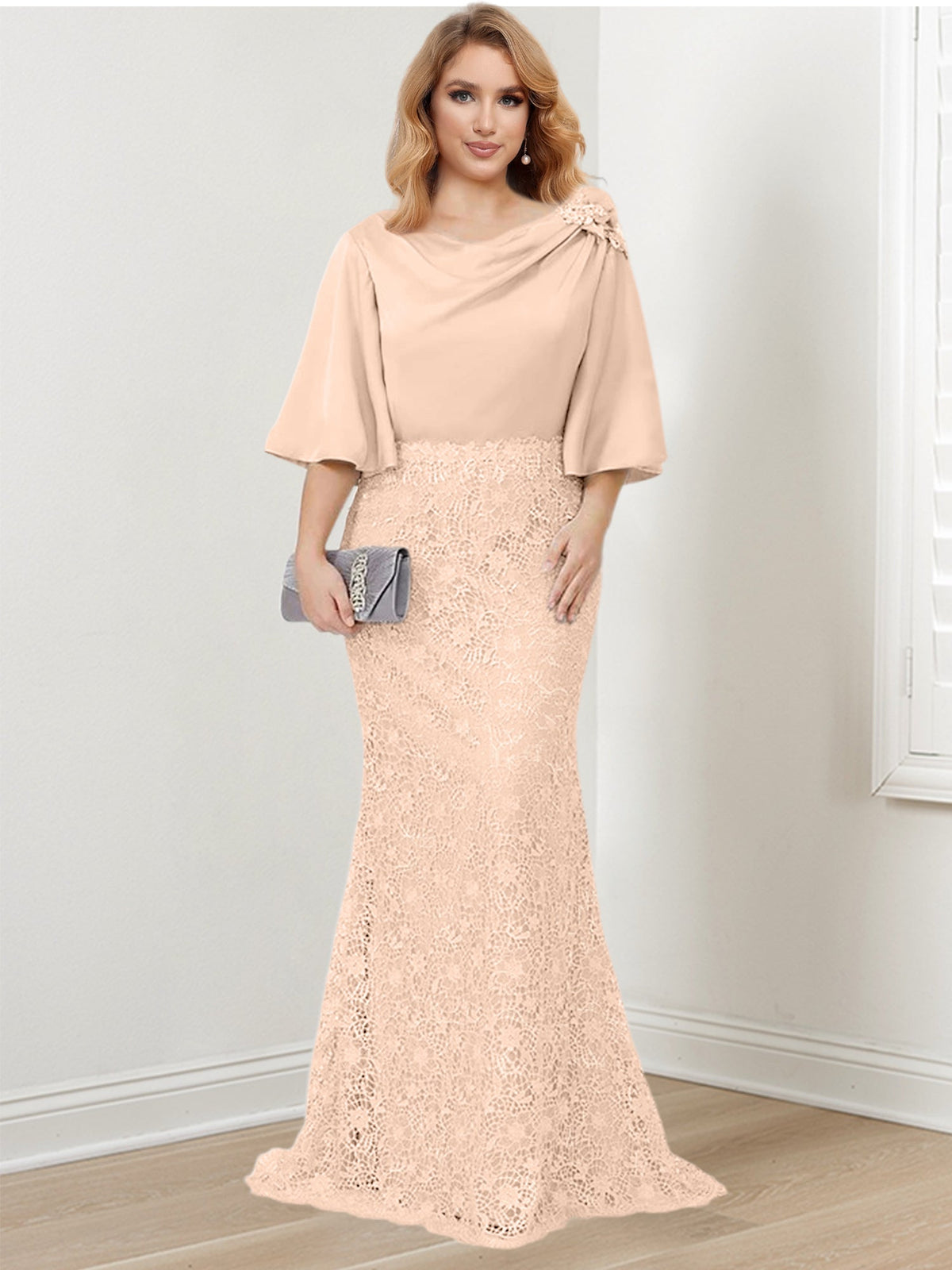 Mother of the Bride Trumpet Mermaid Dress Featuring Applique