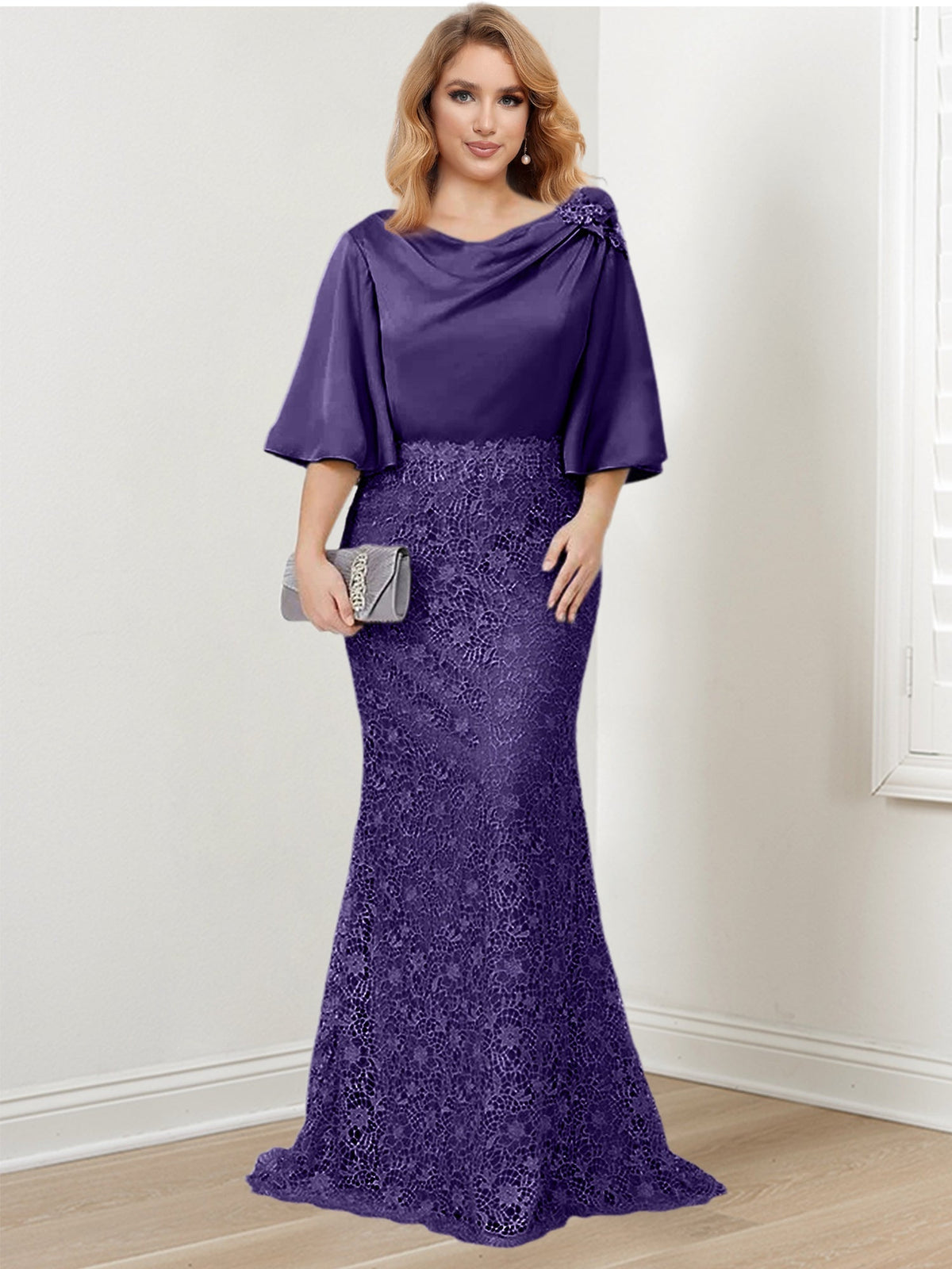 Mother of the Bride Trumpet Mermaid Dress Featuring Applique
