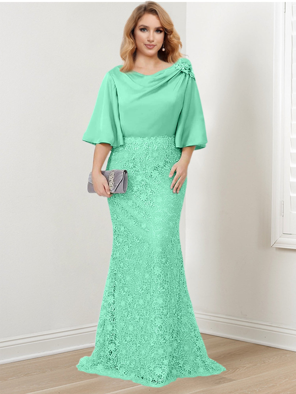 Mother of the Bride Trumpet Mermaid Dress Featuring Applique