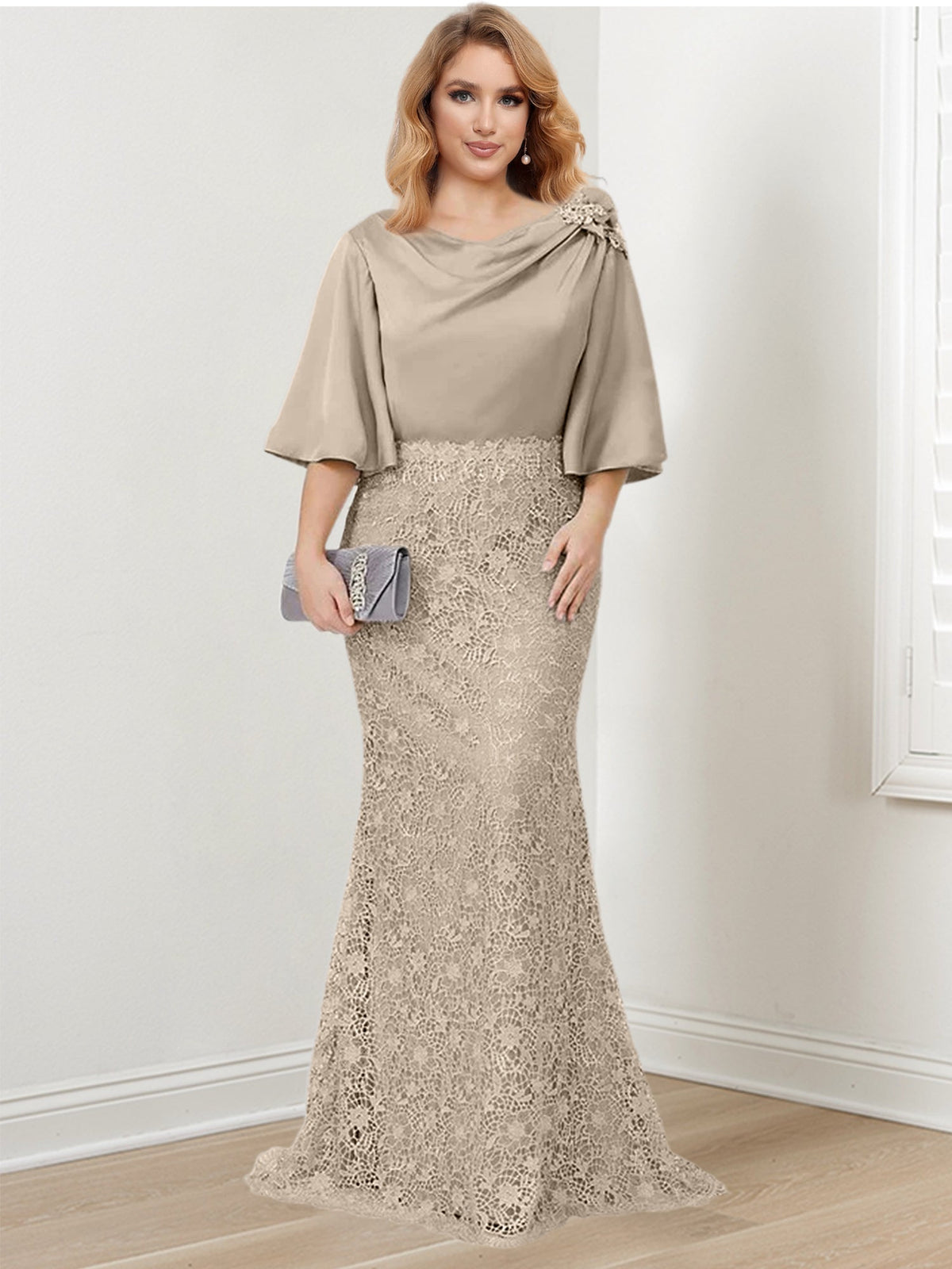 Mother of the Bride Trumpet Mermaid Dress Featuring Applique