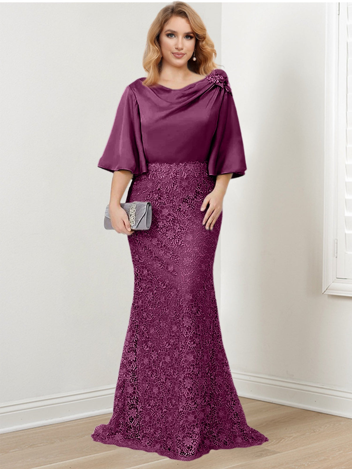 Mother of the Bride Trumpet Mermaid Dress Featuring Applique