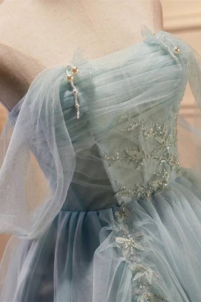 Dusty Sage Off-the-Shoulder Beaded Pleated Homecoming Dress (ZD11891)