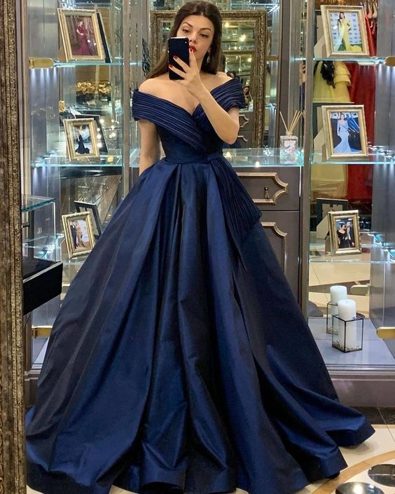 Off The Shoulder A-line Satin Prom Dress,Princess Dress