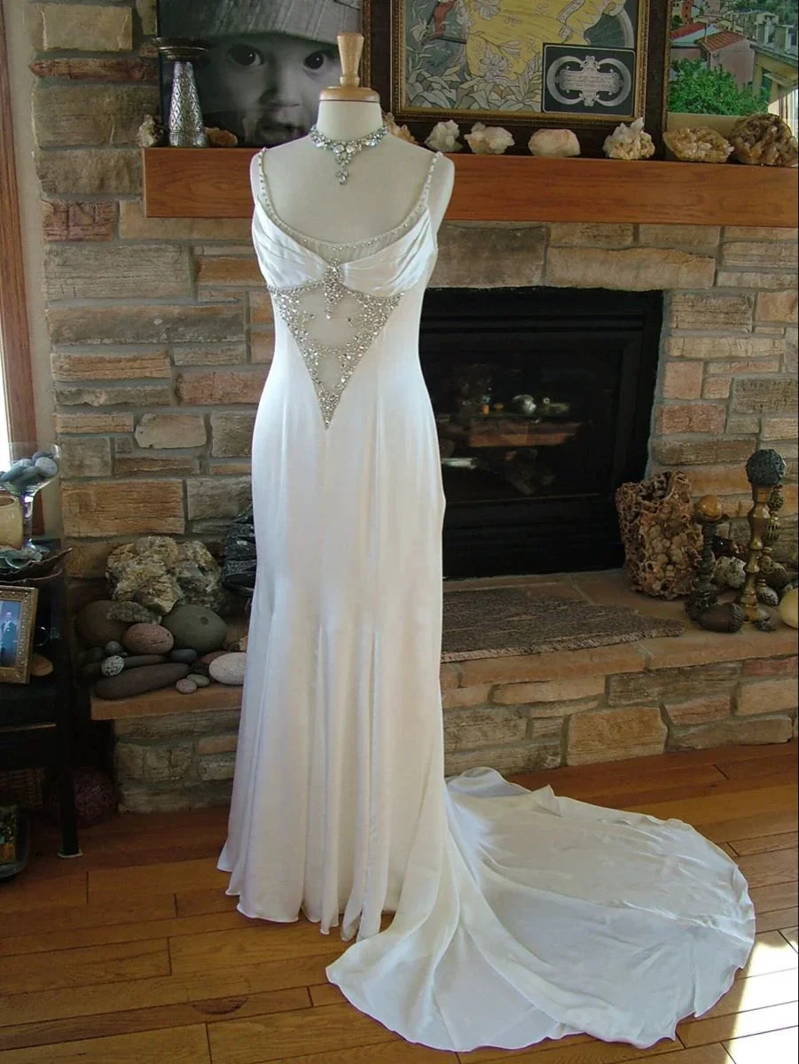 Sparkle White Long Wedding Dress,Wedding Guest Dress (ZD13573)