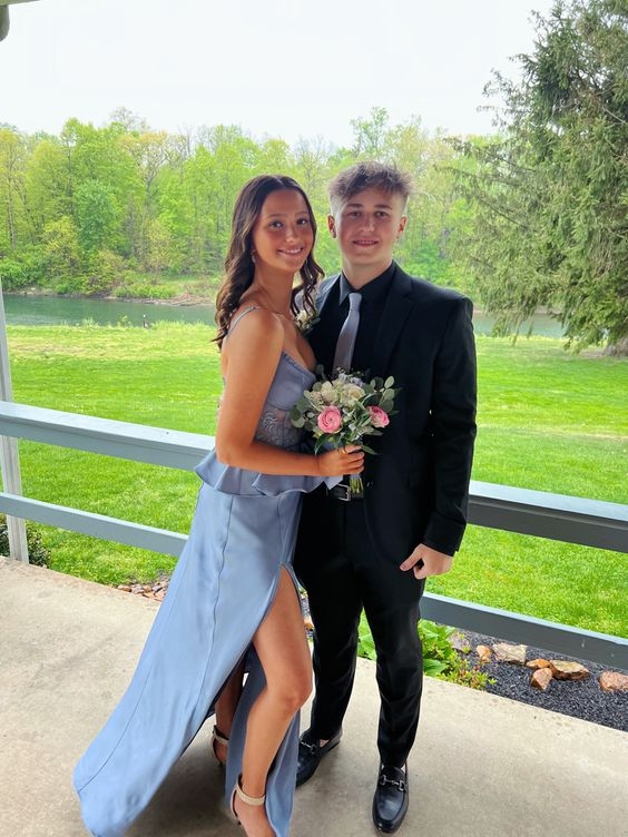 Chic A-line Blue Prom Dress,Blue Senior Prom Gown - VelvetHem