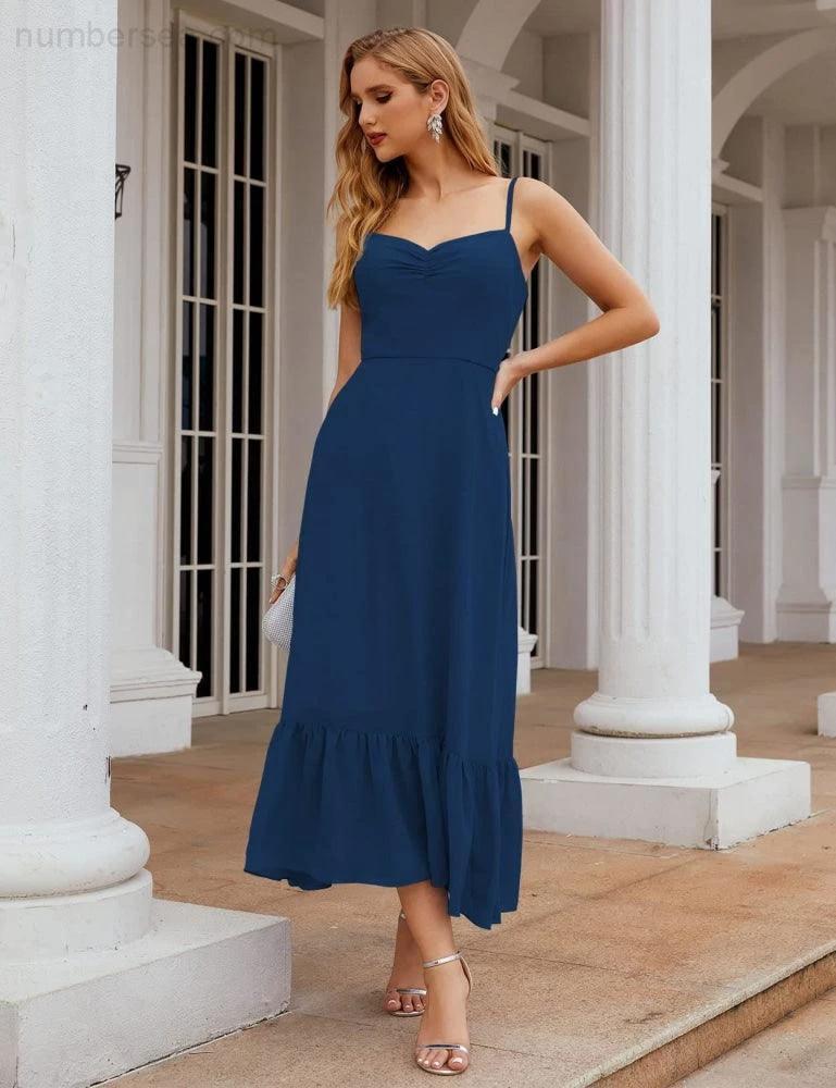 ZapDress  Spaghetti Strap Chiffon Bridesmaid Dress Ankle Length Formal A Line Cocktail Party Homecoming Dress for Juniors (ZD16949)