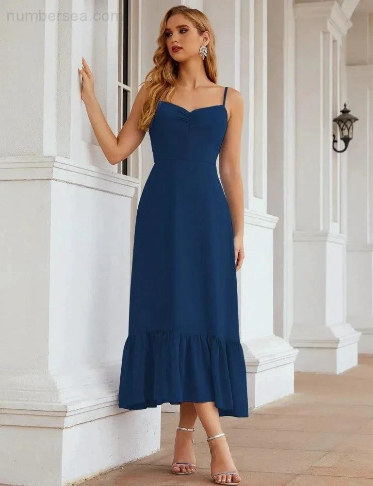 ZapDress  Spaghetti Strap Chiffon Bridesmaid Dress Ankle Length Formal A Line Cocktail Party Homecoming Dress for Juniors (ZD16949)