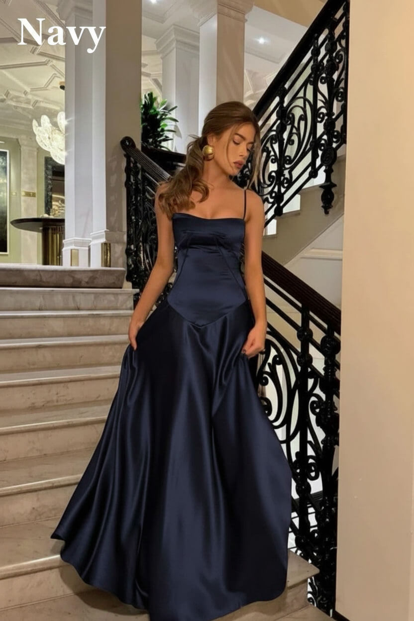 Suzhoufashion Brown Luxe Silk-Look Long Evening Dress With Fitted Bodice Formal Evening Gown