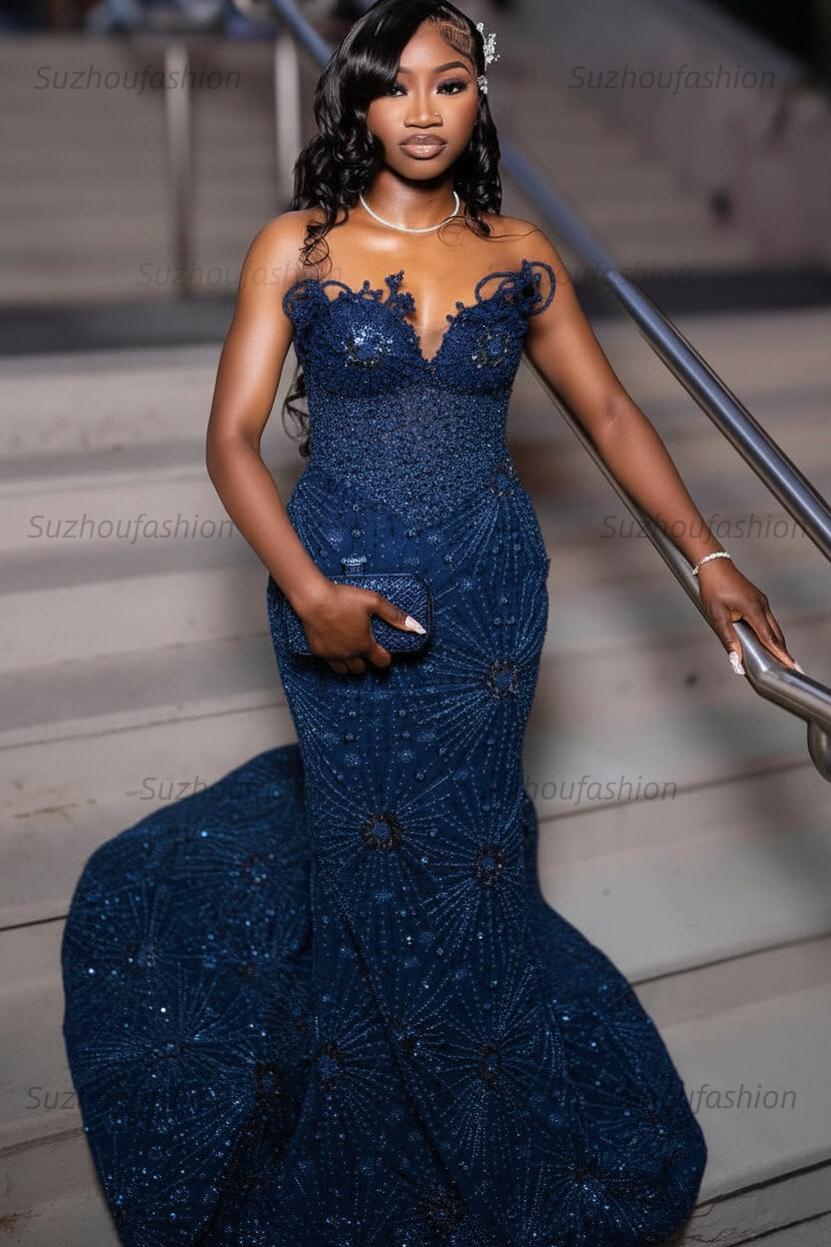 Green Prom Dress Sleeveless Formal Evening Gown with Rhinestones and Beadings