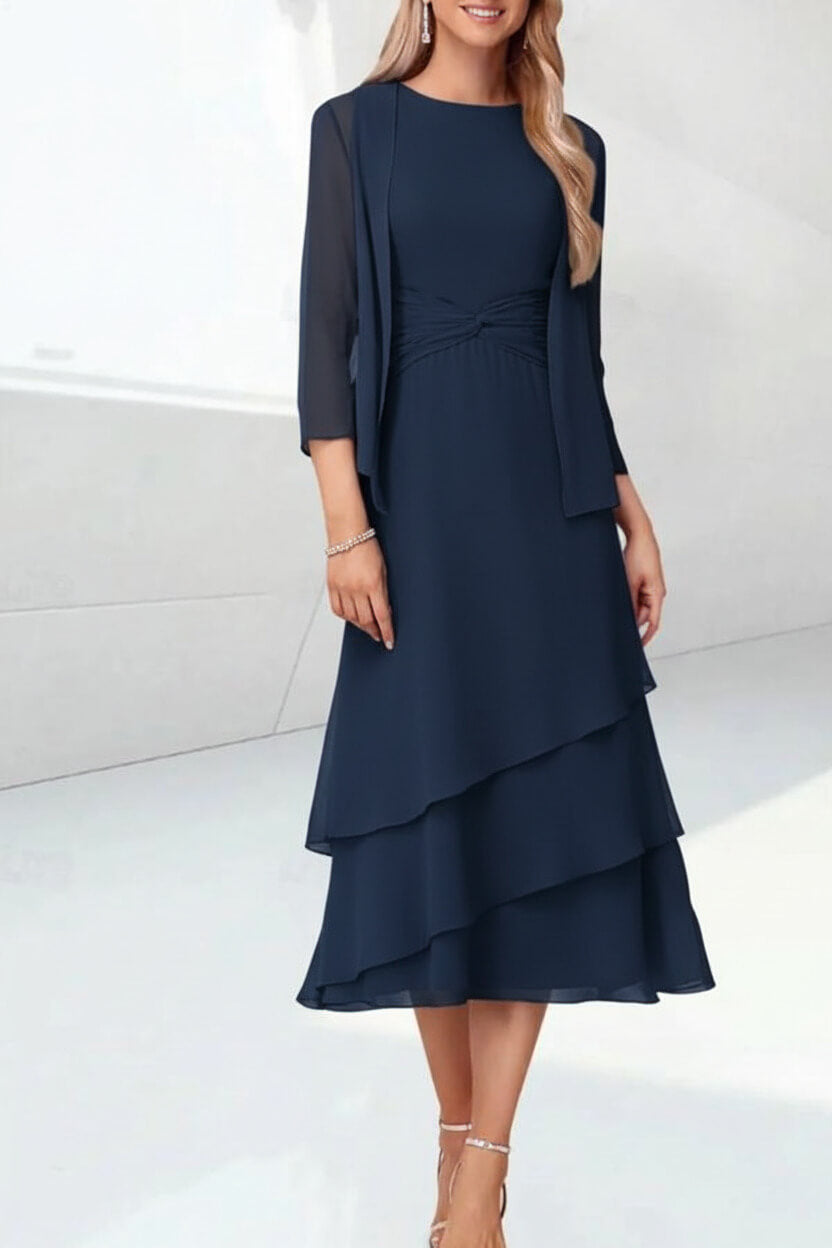 Mint Green Mother of the Bride Dress Chiffon Two Piece Wedding Guest Dress