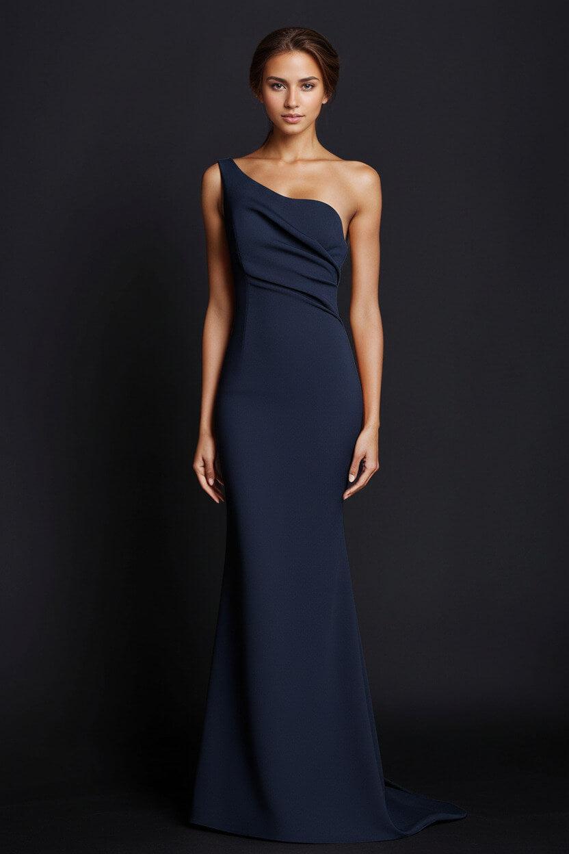 One Shoulder Khaki Wedding Guest Dress Mermaid Long Formal Dress