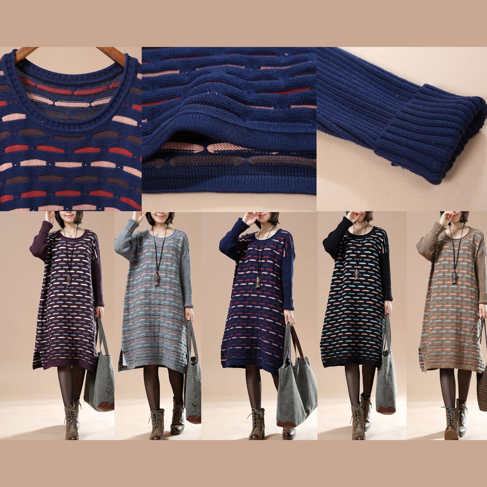 Navy knitted winter dress plus size sweaters the lake