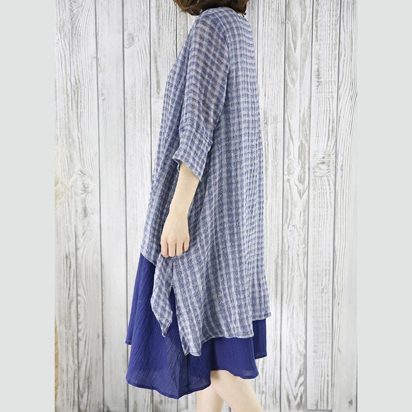 Navy layered sundress oversize causal summer dresses half sleeve blouse