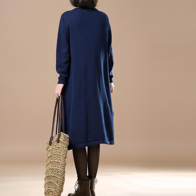 Navy plus size sweater dresses woman