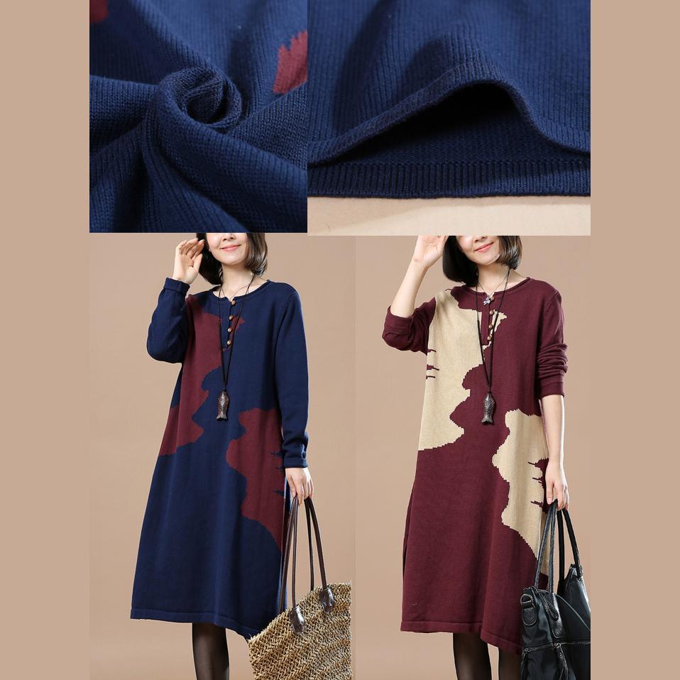 Navy plus size sweater dresses woman