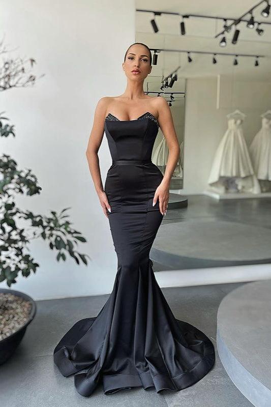New Arrival Black Mermaid Beadings Long Evening Gowns