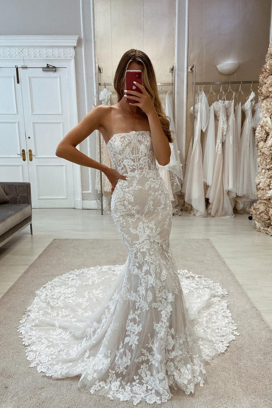 New Arrival Mermaid Sleeveless Appliques Bridal Dresses Long On Sale