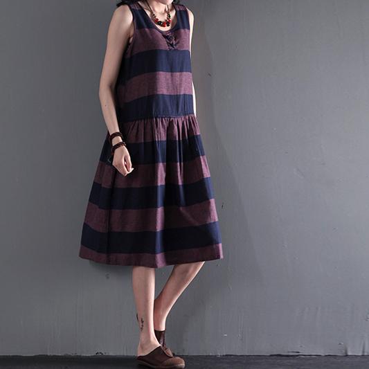New purple summer fit flare linen dress sleeveless sundress originally designed