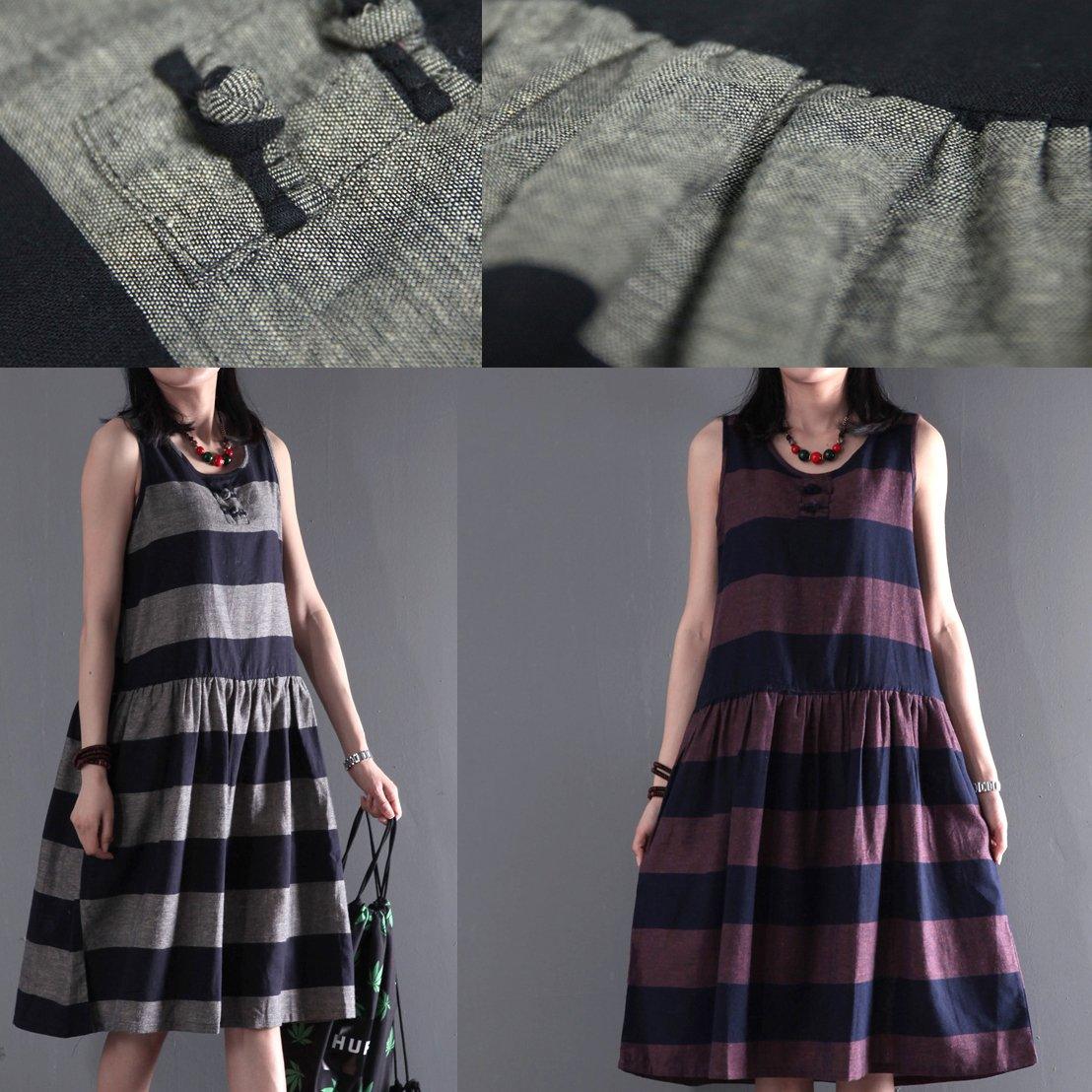 New purple summer fit flare linen dress sleeveless sundress originally designed