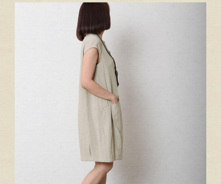 Nude cotton dress plus size shift dress linen sundresses