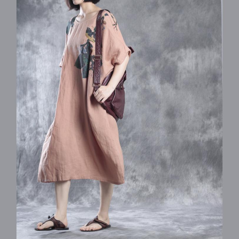 Nude linen dresses floral print  fall