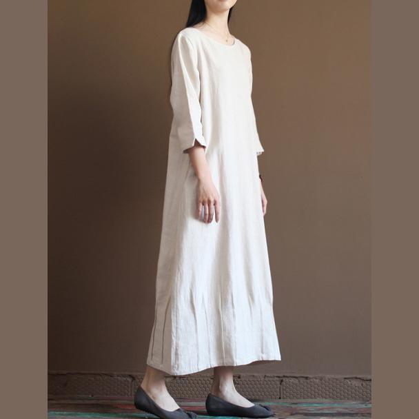 Nude Linen Spring Dress New Linen Maxi Dresses Plus Size Linen Clothing