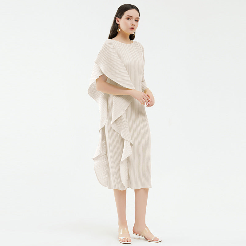Ladies' High - End Asymmetrical Solid Color Patchwork Dress
