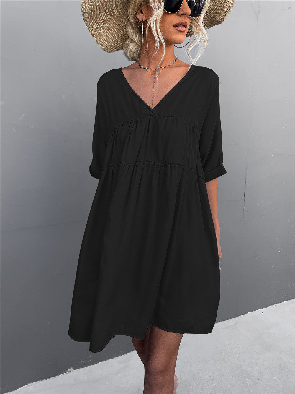 Cheers To Summer Pocketed Tassel Dress Black