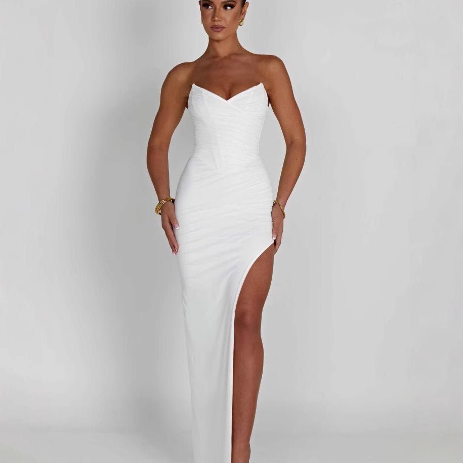 Marina Boutique Women's Evening Dress with Design and High Slit Wear Edit