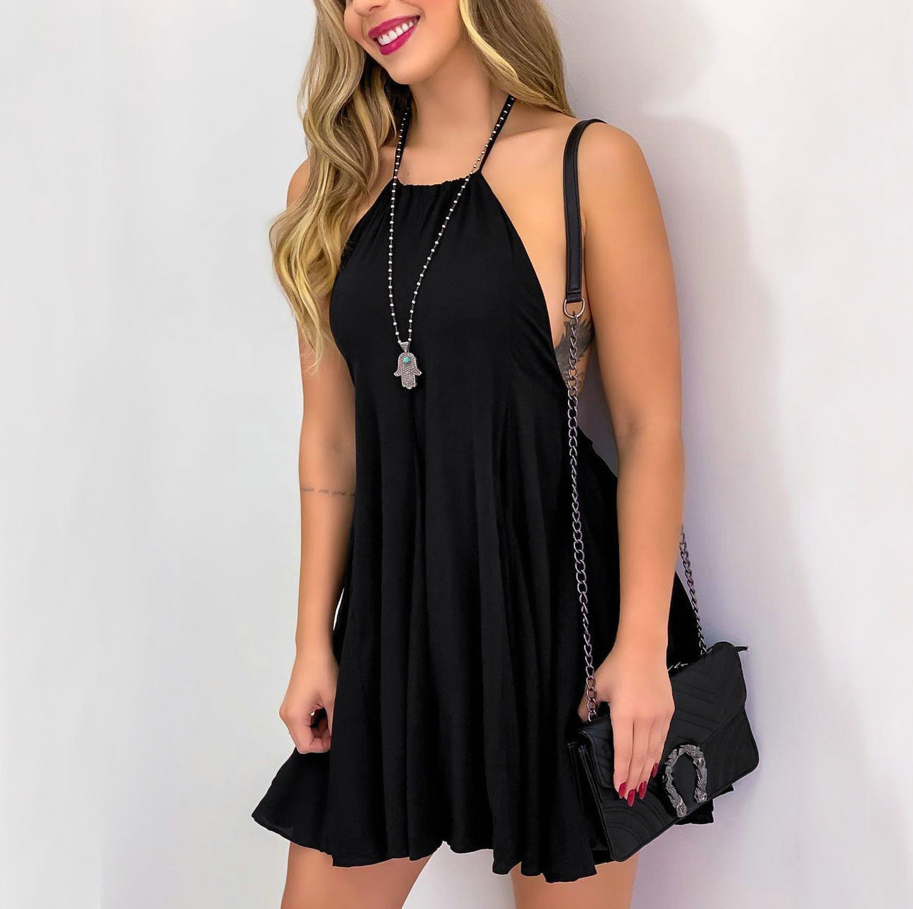 Darcy Distressed Halter Tunic Black Final