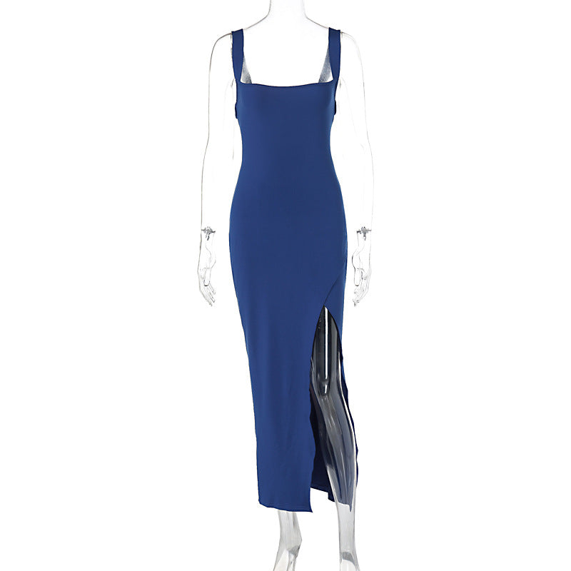 Slim Fit Elegance Sleeveless Split Backless Sling Sheath Dress