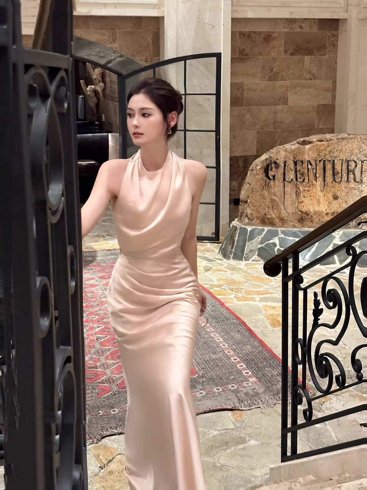 Pink Halter Elegant Mermaid Ankle Length Prom Dresses Party Birthday Outfits