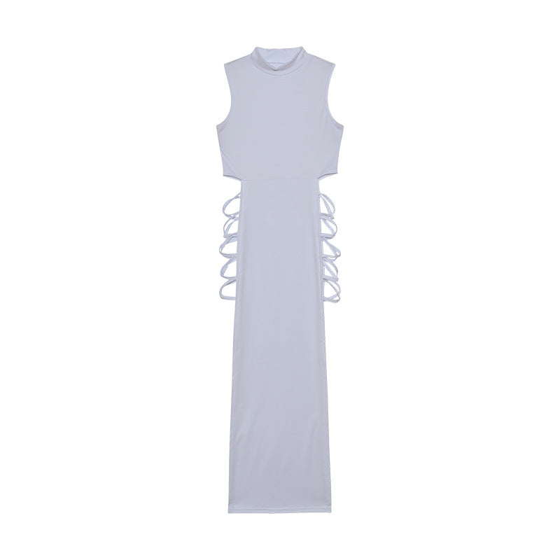 Romina Timeless Women's Sleeveless Cut Out Maxi Dress with Side Lacing Premium Wardrobe Essential