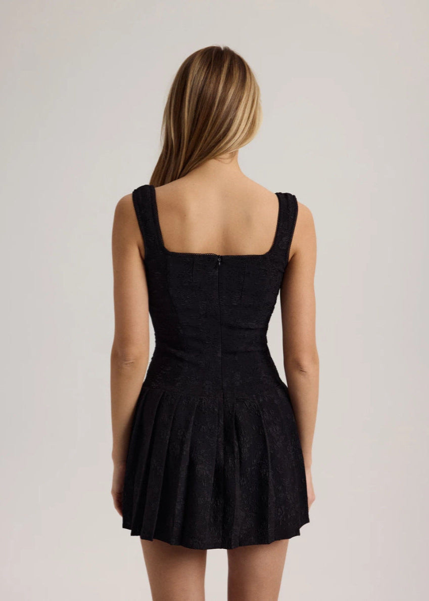 Noir Lace Up Corset Mini Dress