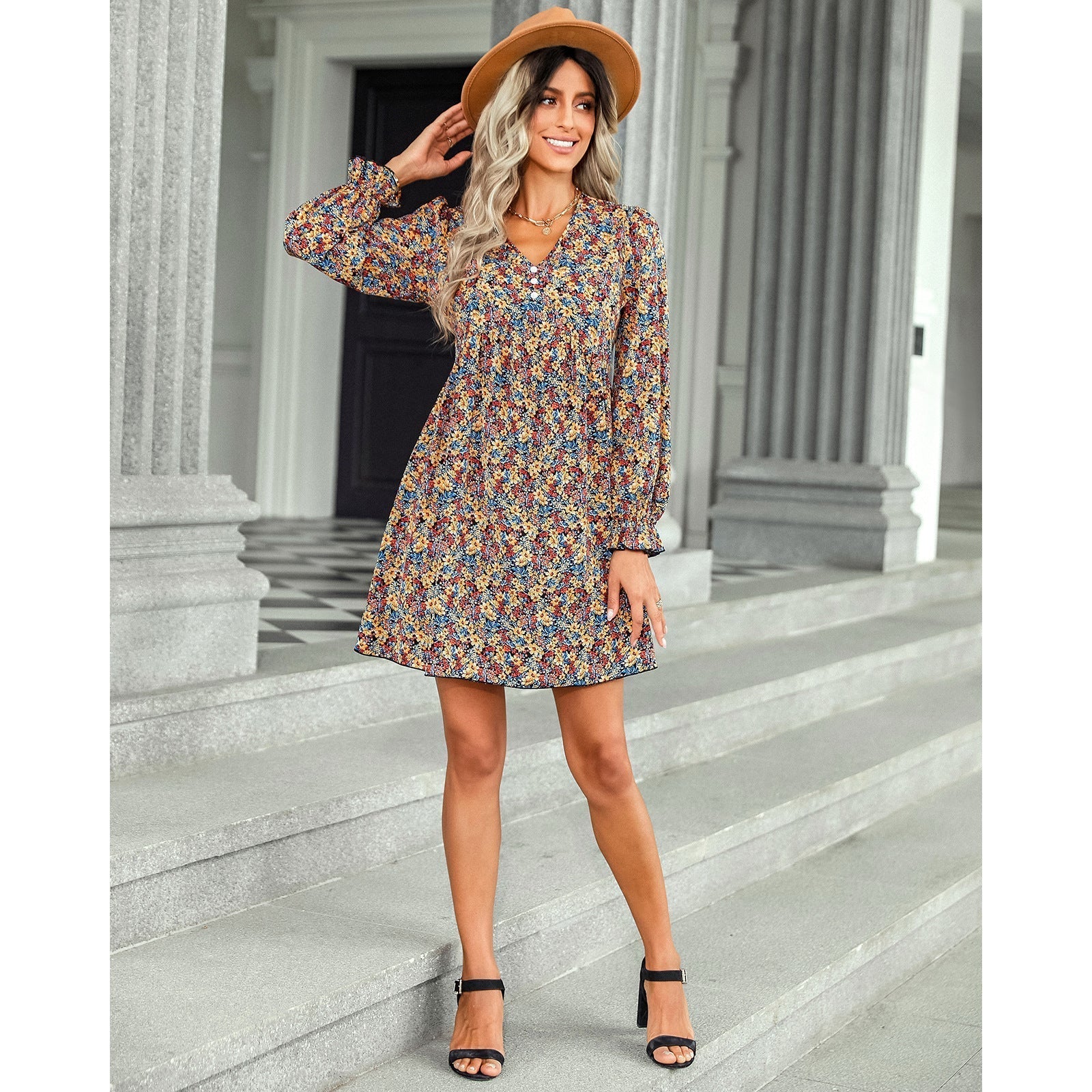 Rainstone Floral Ruffle Tie Dress FINAL