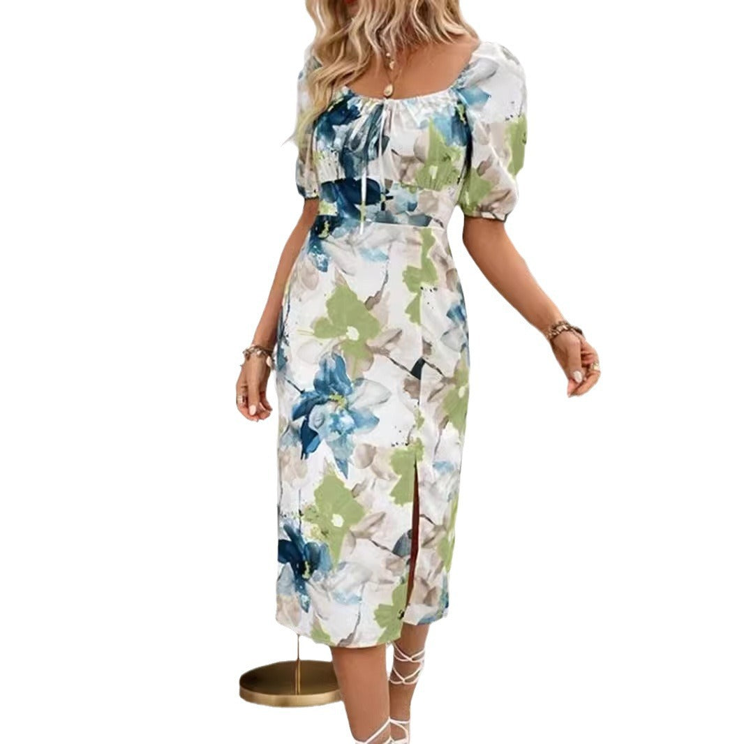 Krystel Luxe Women's Flower Print Midi Dresses Chic Silhouette Collection