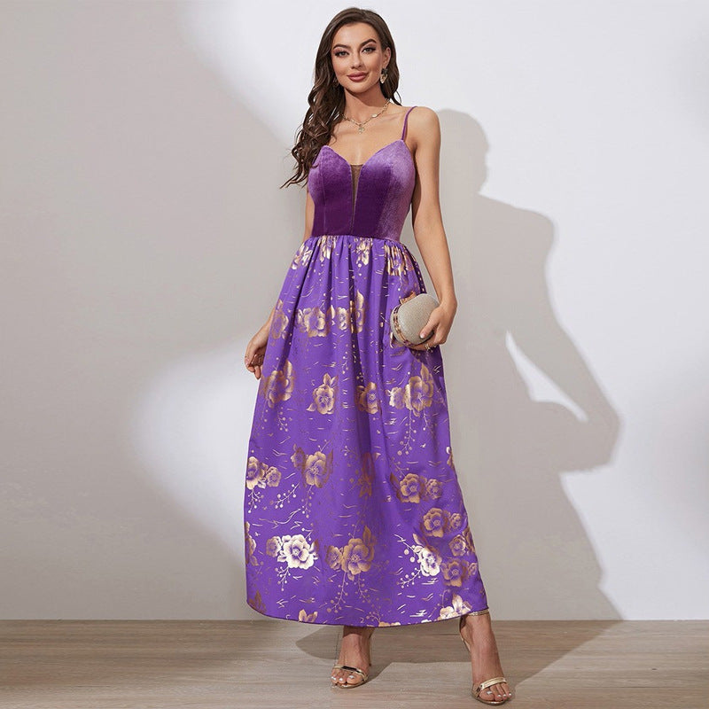 Dinner Evening Dress Strap Velvet Dress