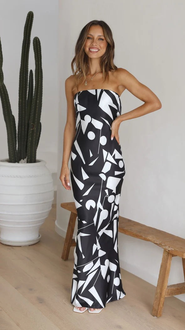 Back Hollow Out Cutout Irregular Asymmetric Contrast Color Camisole Dress