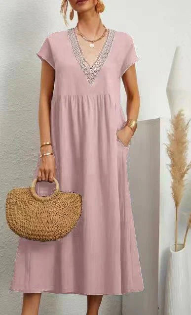 Irina Effortless Short Sleeve V Neck Dress Statement Occasion Edit