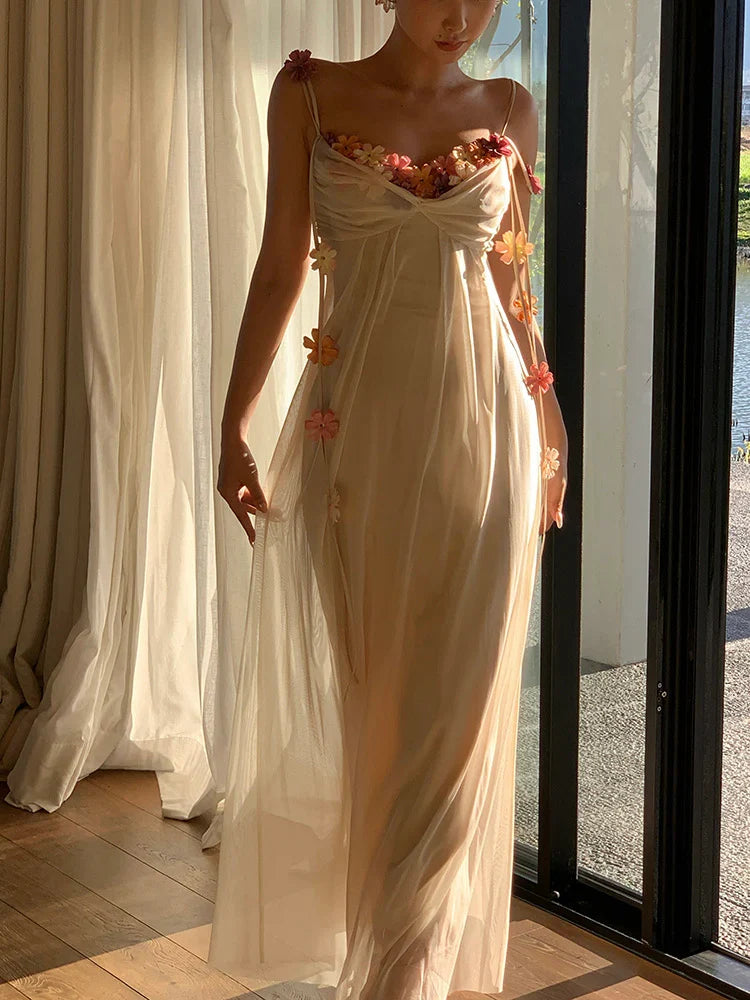 Bohemian Long Beach Dress for Women, Chic and Elegant Outfit with Spaghetti Straps, Princess Evening Gowns fg6985 - View 6 | VelvetHem