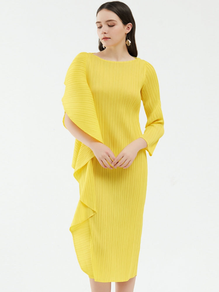 Ladies' High - End Asymmetrical Solid Color Patchwork Dress