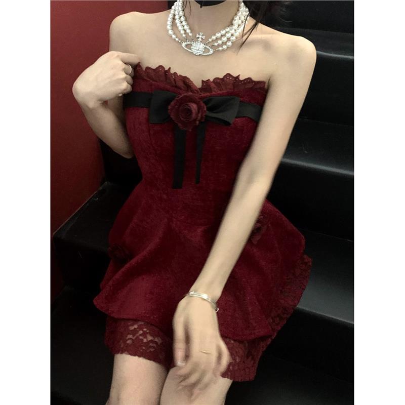 Chic A line Sweetheart Red Lace Homecoming Dresses Birthday Dress Birthday Outfits - View 3 | VelvetHem