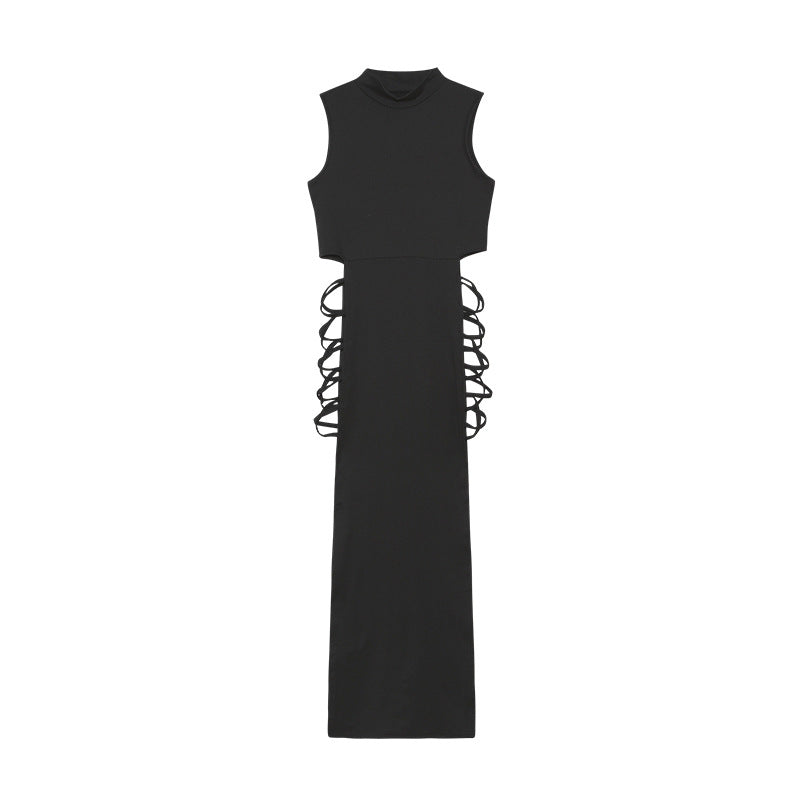 Romina Timeless Women's Sleeveless Cut Out Maxi Dress with Side Lacing Premium Wardrobe Essential
