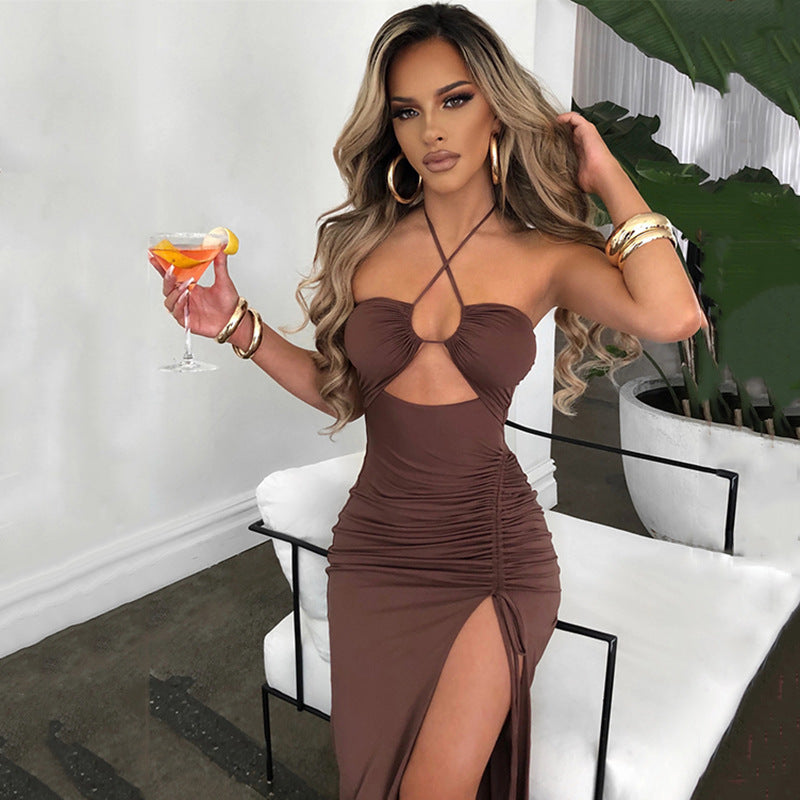 Pina Smocked Cutout Maxi Dress Brown