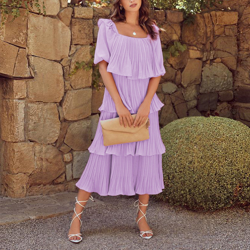 Inez Tiered Plisse Midi Dress FINAL
