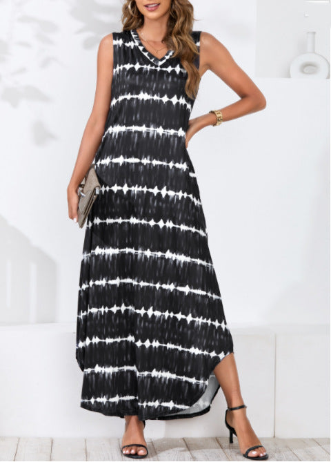 Powell Striped Adjustable Maxi Dress Black